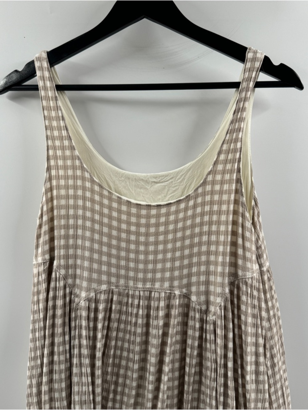Beige Cream Gingham Dress – Women’s Small - Picture 7 of 8